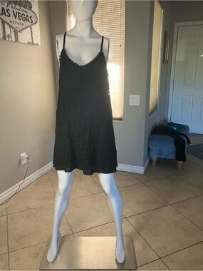 Black Lace Mini Slip Dress with Racer Back 3XL